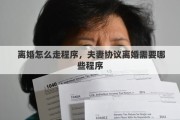  离婚怎么走程序，夫妻协议离婚需要哪些程序