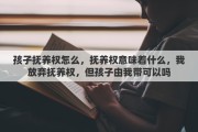 孩子抚养权怎么，抚养权意味着什么，我放弃抚养权，但孩子由我带可以吗