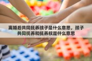 离婚后共同抚养孩子是什么意思，孩子共同抚养和抚养权是什么意思