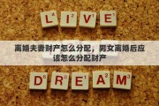 离婚夫妻财产怎么分配，男女离婚后应该怎么分配财产