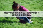 想要争取孩子的抚养权，离婚争取孩子抚养权需要哪些条件