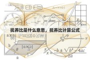 抚养比是什么意思，抚养比计算公式