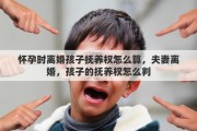 怀孕时离婚孩子抚养权怎么算，夫妻离婚，孩子的抚养权怎么判