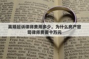 离婚起诉律师费用多少，为什么房产官司律师费要十万元