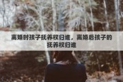 离婚时孩子抚养权归谁，离婚后孩子的抚养权归谁