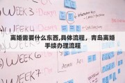 离婚需要什么东西,具体流程，青岛离婚手续办理流程