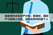 离婚案件涉及财产分割，离婚时，因财产分割闹上法庭，法院会如何判断个人/共有财产