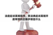 法庭起诉离婚程序，民法典起诉离婚开庭审理的正确步骤是什么