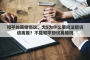 和平的离婚协议，大S为什么要向法院诉请离婚？不能和平协议离婚吗