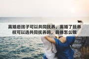 离婚后孩子可以共同抚养，离婚了抚养权可以选共同抚养吗，具体怎么做