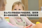 怎么可以争取到孩子的抚养权，如何争取小孩的抚养权，争取孩子抚养权需要什么条件