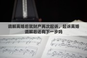 调解离婚后就财产再次起诉，起诉离婚调解后还有下一步吗