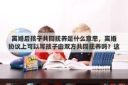 离婚后孩子共同抚养是什么意思，离婚协议上可以写孩子由双方共同抚养吗？这样写对以后有什么影响吗