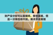 财产没分好可以离婚吗，我想离婚，但是一分钱也得不到。我该不该离婚