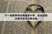 打一场民事诉讼离婚多少钱，起诉离婚立案号是什么样子的