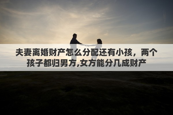 夫妻离婚财产怎么分配还有小孩，两个孩子都归男方,女方能分几成财产