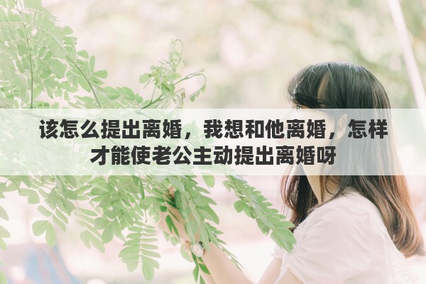 该怎么提出离婚，我想和他离婚，怎样才能使老公主动提出离婚呀