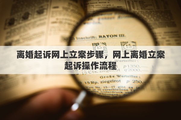 离婚起诉网上立案步骤，网上离婚立案起诉操作流程