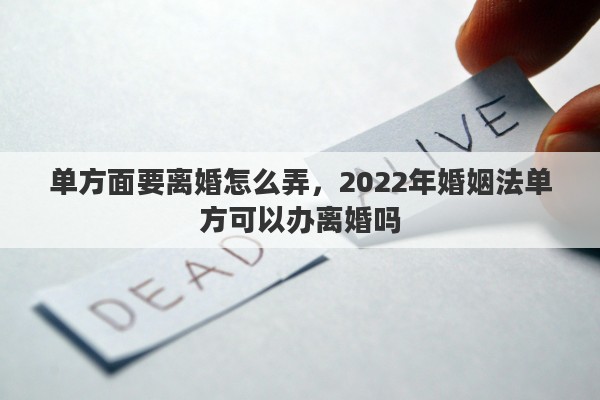 单方面要离婚怎么弄，2022年婚姻法单方可以办离婚吗