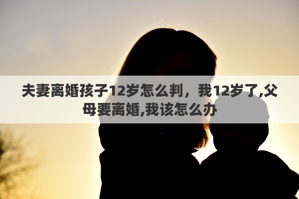 夫妻离婚孩子12岁怎么判，我12岁了,父母要离婚,我该怎么办