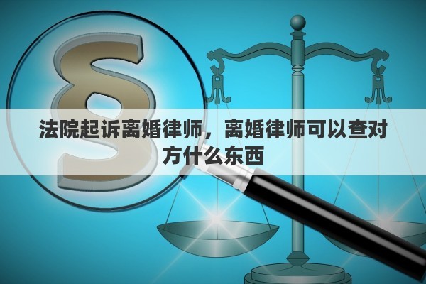 法院起诉离婚律师，离婚律师可以查对方什么东西