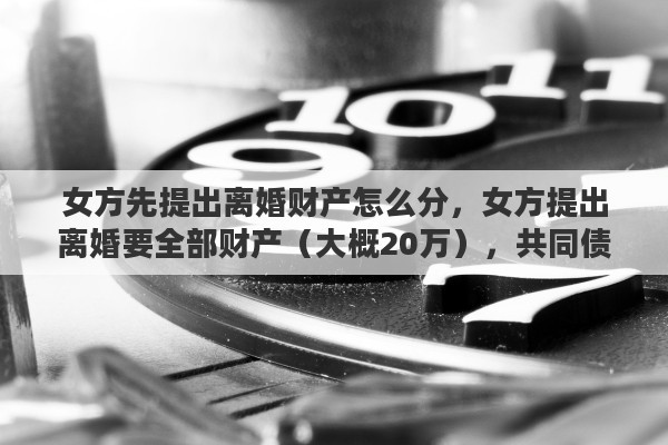 女方先提出离婚财产怎么分，女方提出离婚要全部财产（大概20万），共同债务由男方负责，抚养权抚养费归男方，你怎么看