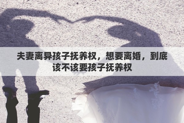 夫妻离异孩子抚养权，想要离婚，到底该不该要孩子抚养权